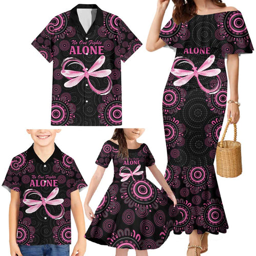 Personalized Pink Dragonfly Aboriginal of Hope Family Matching Mermaid Dress and Hawaiian Shirt Australia’s Breast Cancer Awareness - Aussie Hoodie