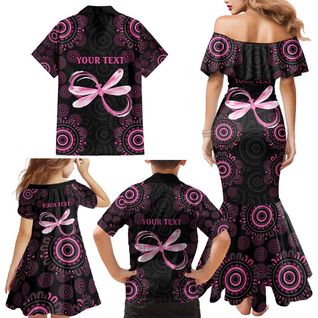 Personalized Pink Dragonfly Aboriginal of Hope Family Matching Mermaid Dress and Hawaiian Shirt Australia’s Breast Cancer Awareness - Aussie Hoodie