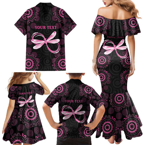 Personalized Pink Dragonfly Aboriginal of Hope Family Matching Mermaid Dress and Hawaiian Shirt Australia’s Breast Cancer Awareness - Aussie Hoodie