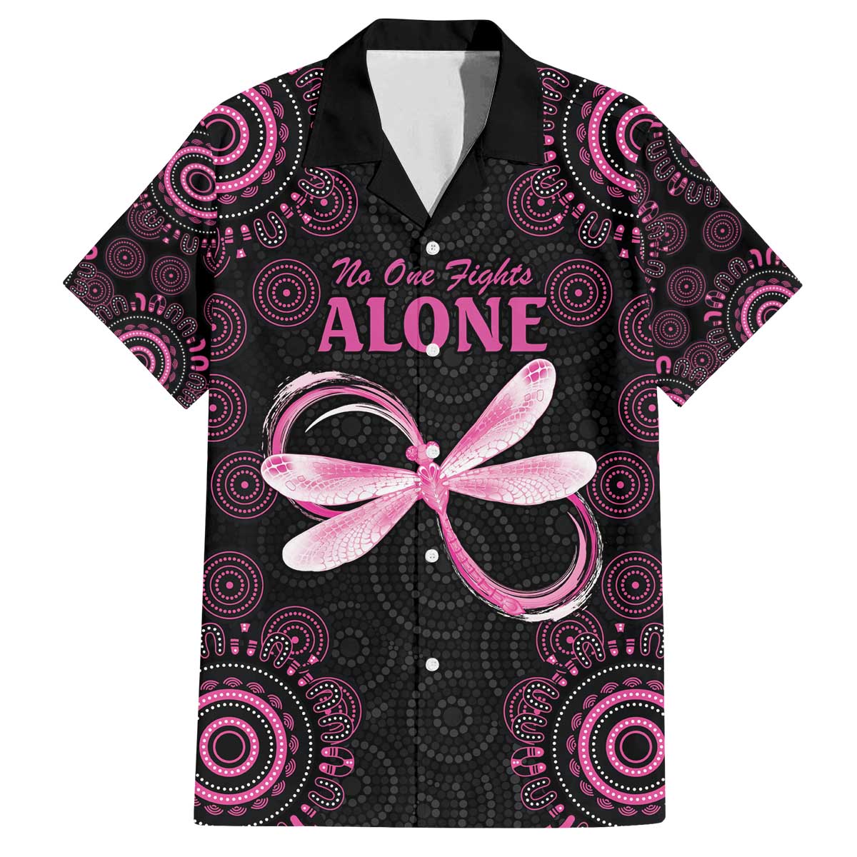 Personalized Pink Dragonfly Aboriginal of Hope Family Matching Off The Shoulder Long Sleeve Dress and Hawaiian Shirt Australia’s Breast Cancer Awareness - Aussie Hoodie
