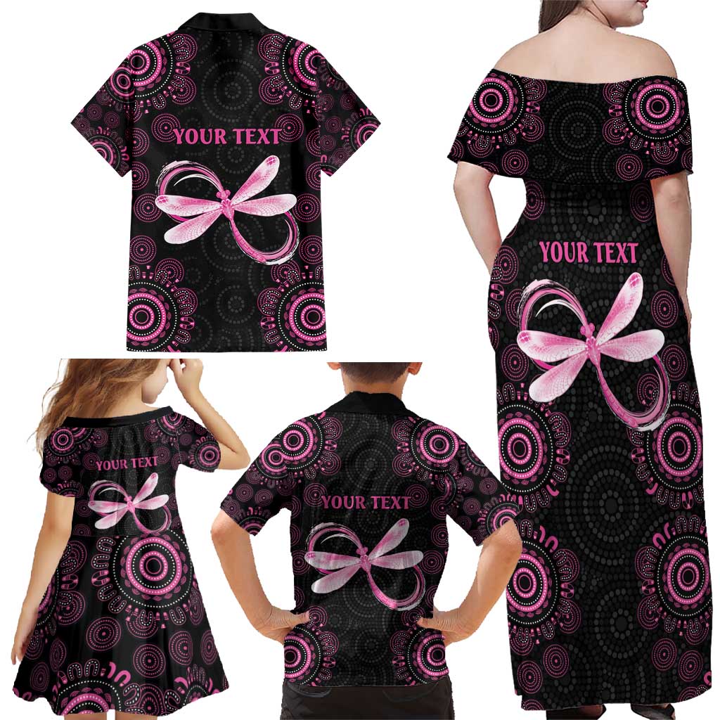 Personalized Pink Dragonfly Aboriginal of Hope Family Matching Off Shoulder Maxi Dress and Hawaiian Shirt Australia’s Breast Cancer Awareness - Aussie Hoodie