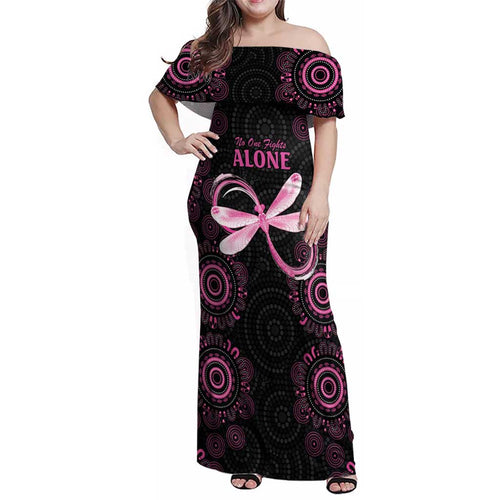 Personalized Pink Dragonfly Aboriginal of Hope Family Matching Off Shoulder Maxi Dress and Hawaiian Shirt Australia’s Breast Cancer Awareness - Aussie Hoodie
