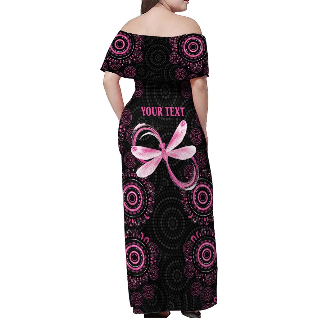 Personalized Pink Dragonfly Aboriginal of Hope Family Matching Off Shoulder Maxi Dress and Hawaiian Shirt Australia’s Breast Cancer Awareness - Aussie Hoodie
