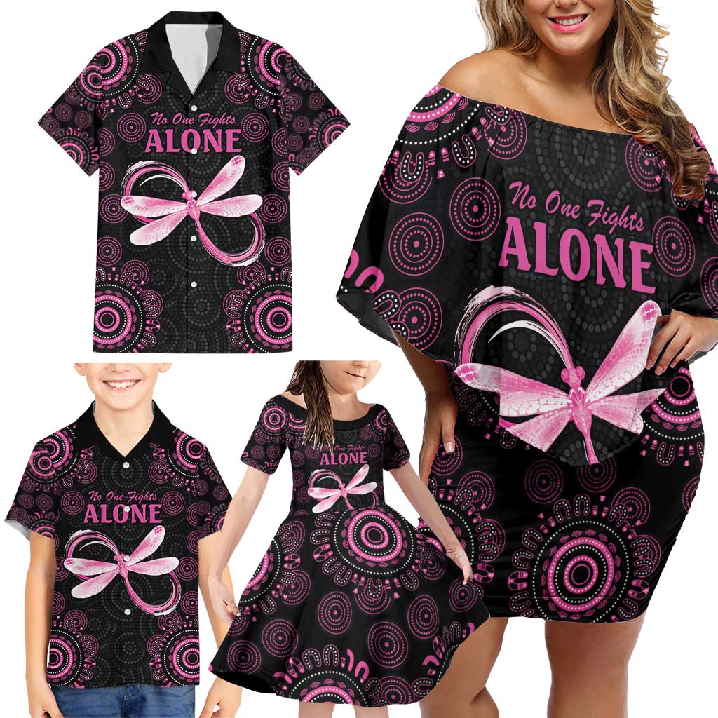 Personalized Pink Dragonfly Aboriginal of Hope Family Matching Off Shoulder Short Dress and Hawaiian Shirt Australia’s Breast Cancer Awareness - Aussie Hoodie