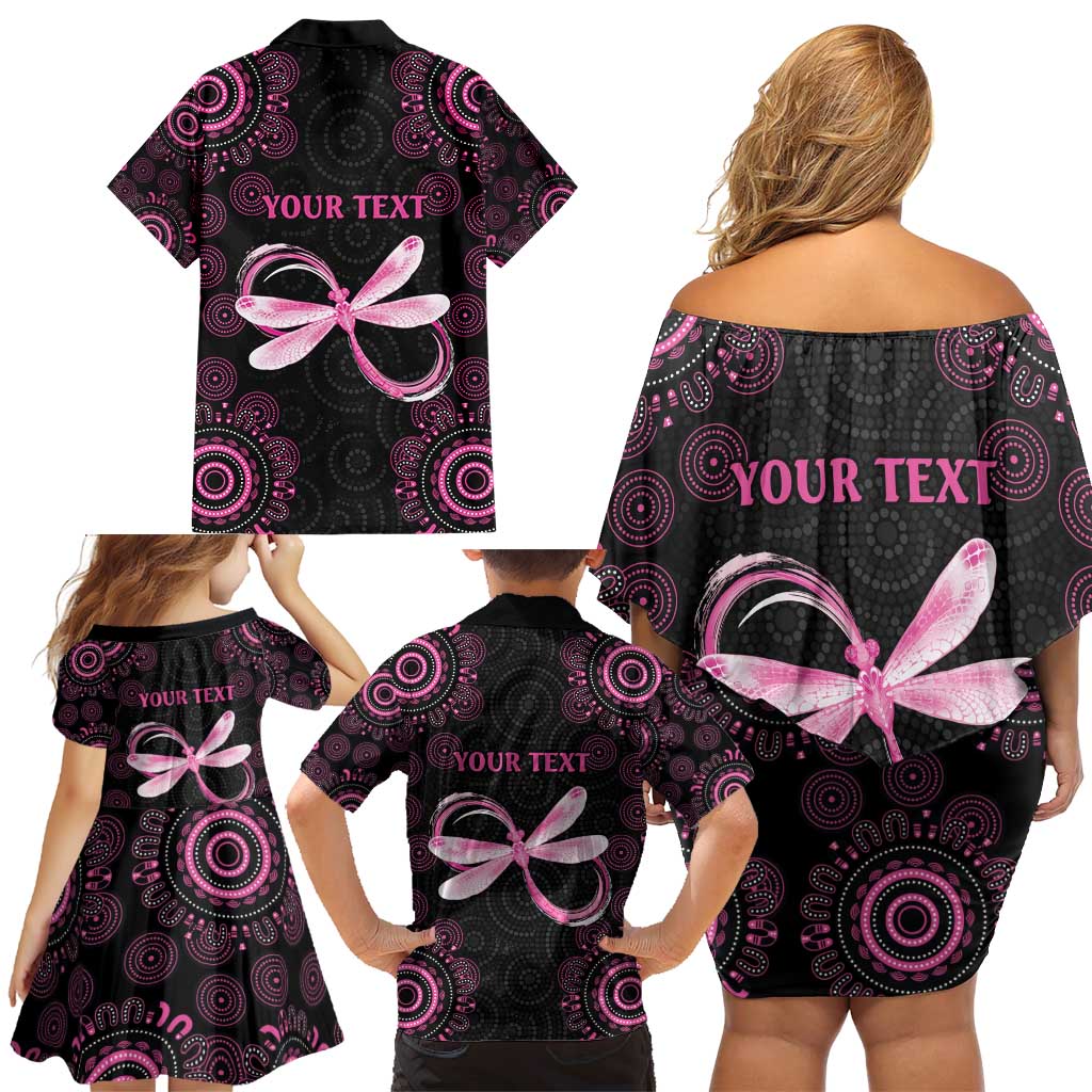 Personalized Pink Dragonfly Aboriginal of Hope Family Matching Off Shoulder Short Dress and Hawaiian Shirt Australia’s Breast Cancer Awareness - Aussie Hoodie