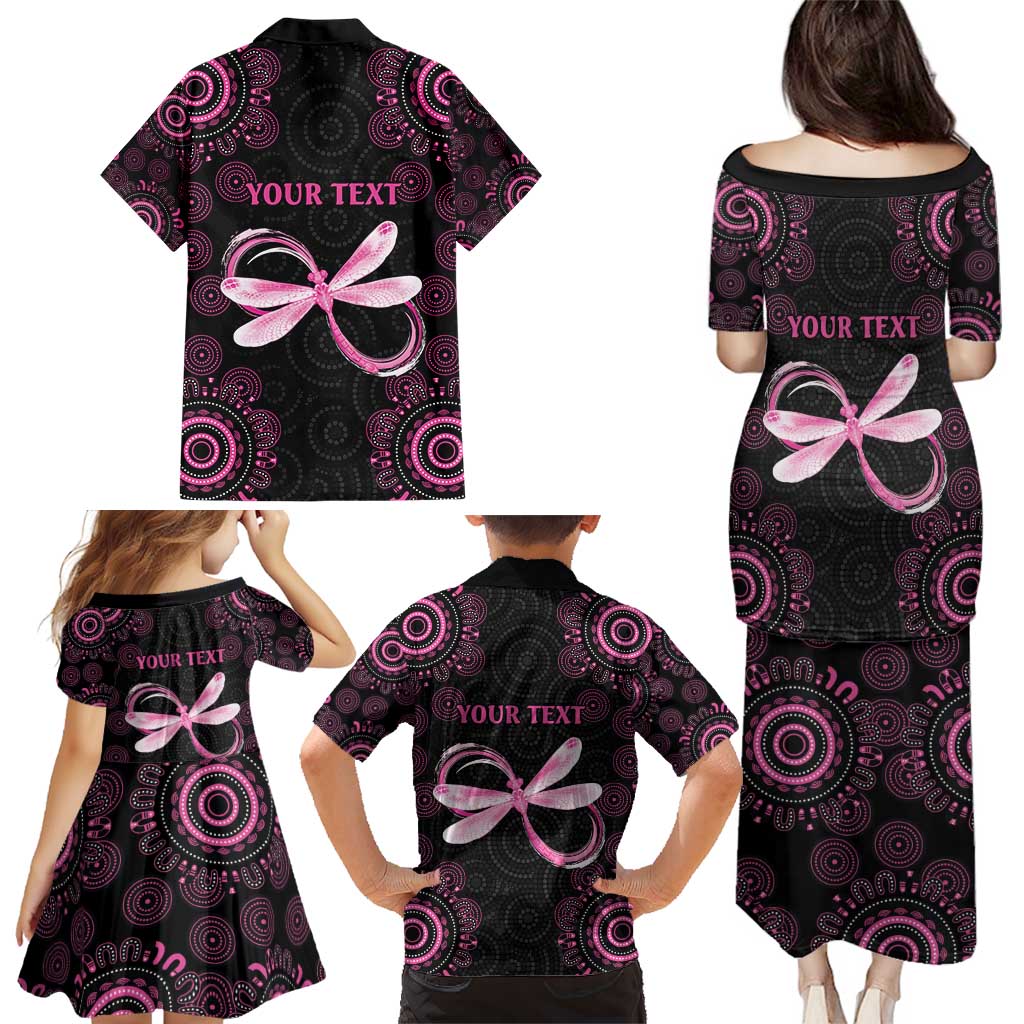 Personalized Pink Dragonfly Aboriginal of Hope Family Matching Puletasi and Hawaiian Shirt Australia’s Breast Cancer Awareness - Aussie Hoodie