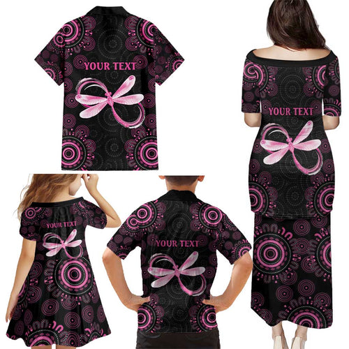 Personalized Pink Dragonfly Aboriginal of Hope Family Matching Puletasi and Hawaiian Shirt Australia’s Breast Cancer Awareness - Aussie Hoodie