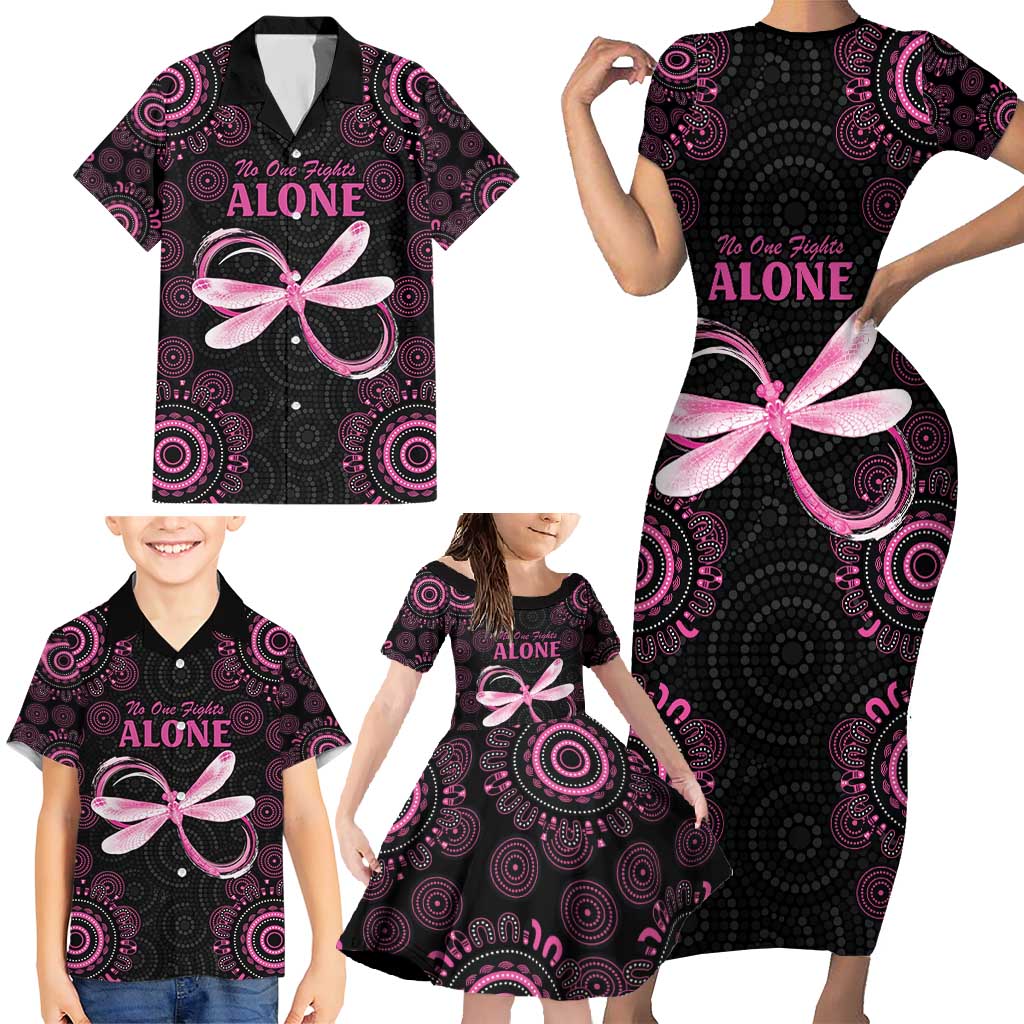 Personalized Pink Dragonfly Aboriginal of Hope Family Matching Short Sleeve Bodycon Dress and Hawaiian Shirt Australia’s Breast Cancer Awareness - Aussie Hoodie