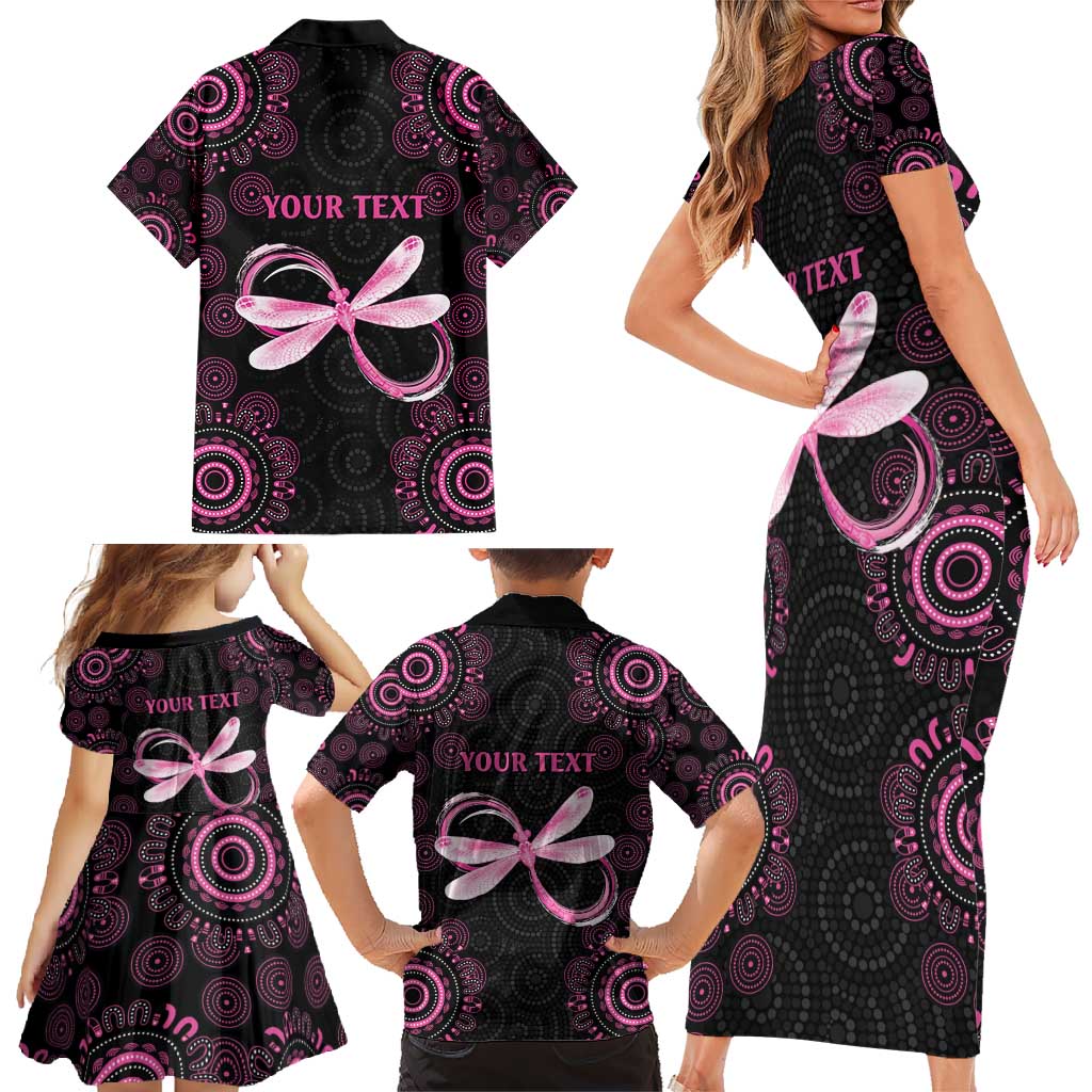 Personalized Pink Dragonfly Aboriginal of Hope Family Matching Short Sleeve Bodycon Dress and Hawaiian Shirt Australia’s Breast Cancer Awareness - Aussie Hoodie