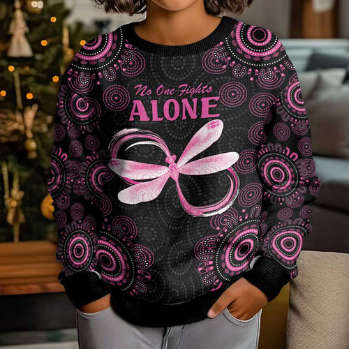 Personalized Pink Dragonfly Aboriginal of Hope Kid Ugly Christmas Sweater Australia’s Breast Cancer Awareness - Aussie Hoodie