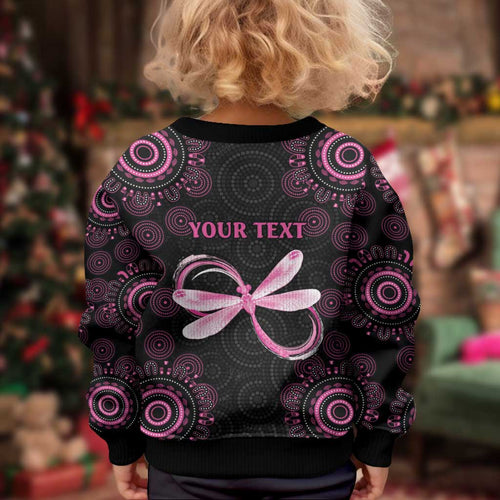 Personalized Pink Dragonfly Aboriginal of Hope Kid Ugly Christmas Sweater Australia’s Breast Cancer Awareness - Aussie Hoodie