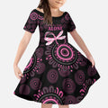 Personalized Pink Dragonfly Aboriginal of Hope Kid Short Sleeve Dress Australia’s Breast Cancer Awareness - Aussie Hoodie