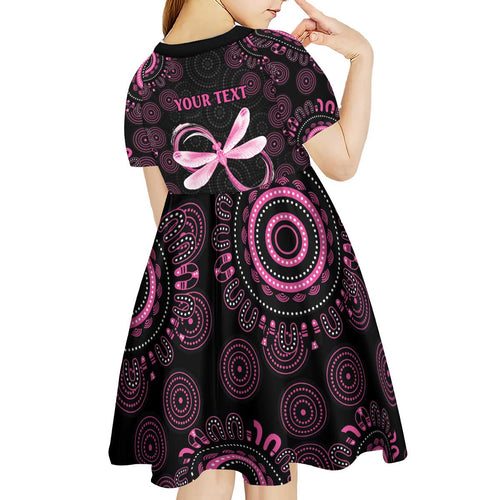 Personalized Pink Dragonfly Aboriginal of Hope Kid Short Sleeve Dress Australia’s Breast Cancer Awareness - Aussie Hoodie