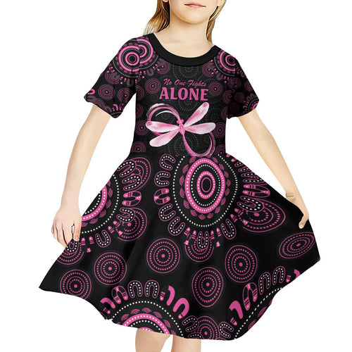 Personalized Pink Dragonfly Aboriginal of Hope Kid Short Sleeve Dress Australia’s Breast Cancer Awareness - Aussie Hoodie