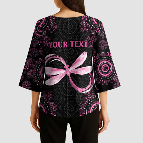 Personalized Pink Dragonfly Aboriginal of Hope Kimono Sleeve Blouse Australia’s Breast Cancer Awareness - Aussie Hoodie