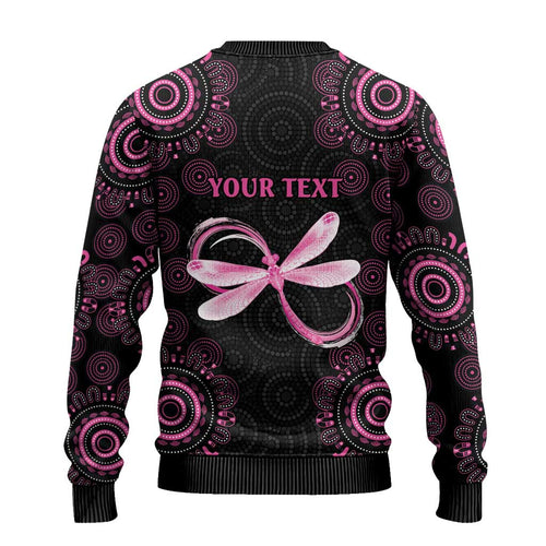 Personalized Pink Dragonfly Aboriginal of Hope Ugly Christmas Sweater Australia’s Breast Cancer Awareness - Aussie Hoodie