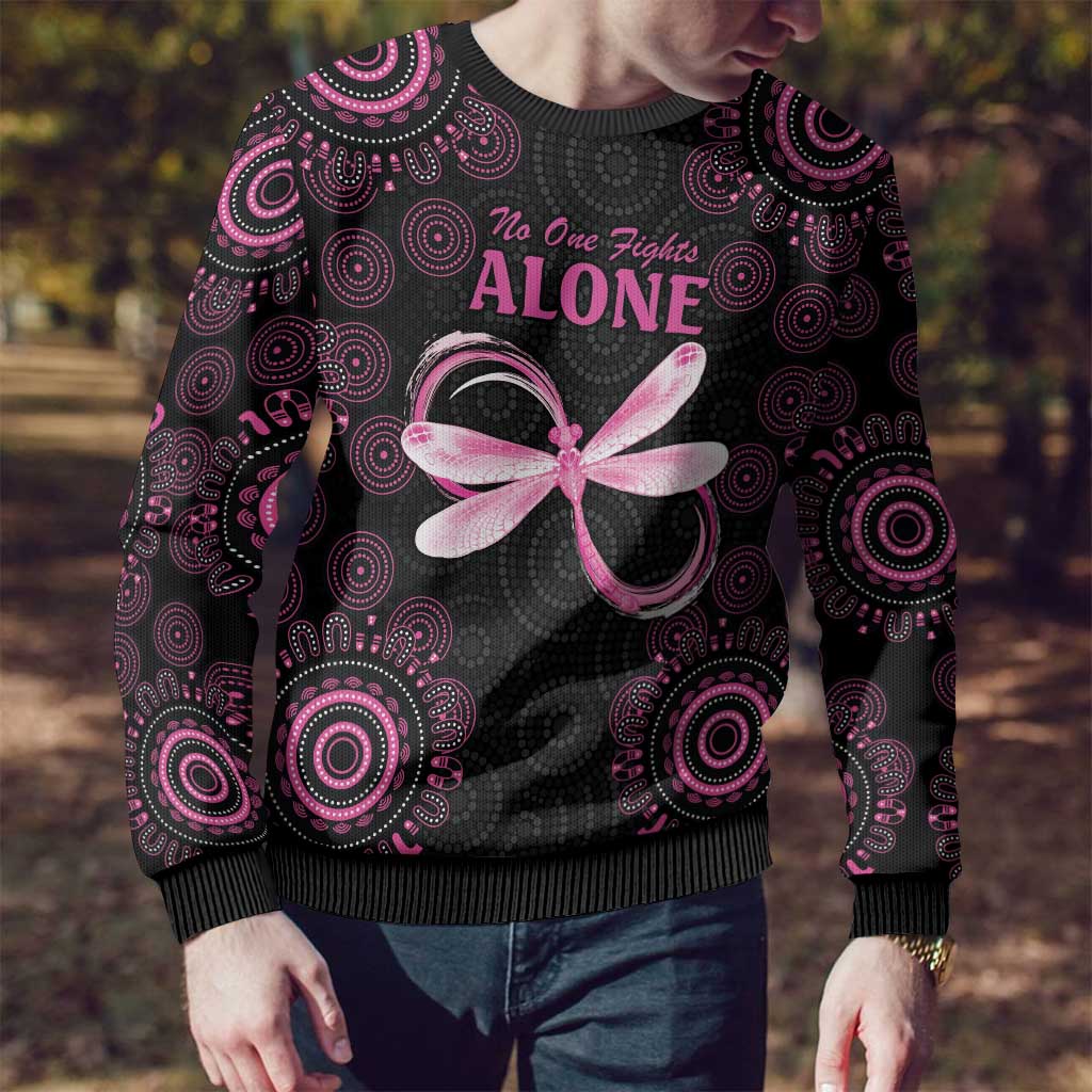 Personalized Pink Dragonfly Aboriginal of Hope Ugly Christmas Sweater Australia’s Breast Cancer Awareness - Aussie Hoodie