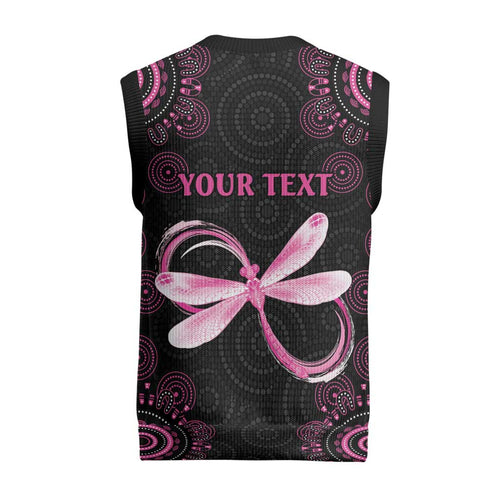 Personalized Pink Dragonfly Aboriginal of Hope Christmas Knitted V-Neck Vest Australia’s Breast Cancer Awareness - Aussie Hoodie