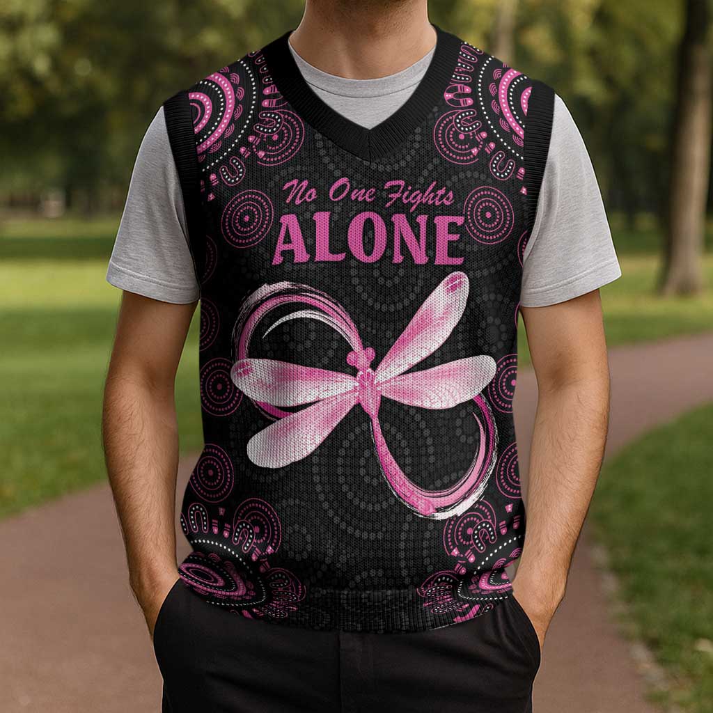 Personalized Pink Dragonfly Aboriginal of Hope Christmas Knitted V-Neck Vest Australia’s Breast Cancer Awareness - Aussie Hoodie