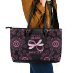 Personalized Pink Dragonfly Aboriginal of Hope Leather Tote Bag Australia’s Breast Cancer Awareness - Aussie Hoodie