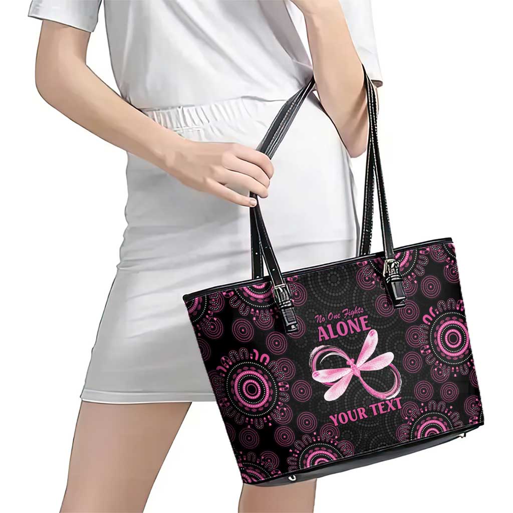 Personalized Pink Dragonfly Aboriginal of Hope Leather Tote Bag Australia’s Breast Cancer Awareness - Aussie Hoodie
