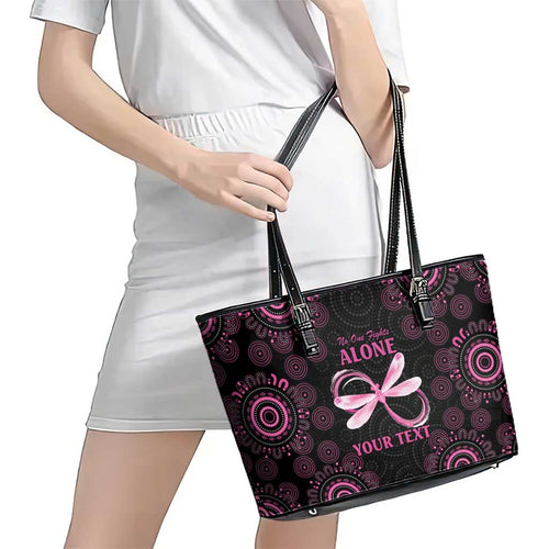 Personalized Pink Dragonfly Aboriginal of Hope Leather Tote Bag Australia’s Breast Cancer Awareness - Aussie Hoodie