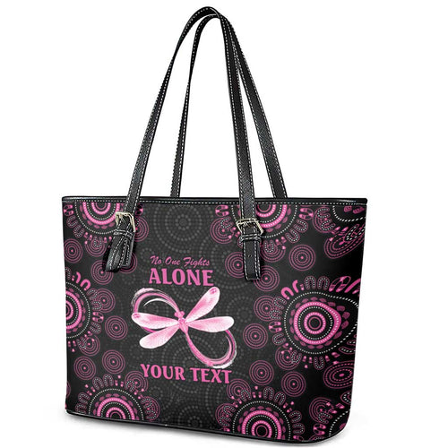 Personalized Pink Dragonfly Aboriginal of Hope Leather Tote Bag Australia’s Breast Cancer Awareness - Aussie Hoodie