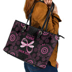 Personalized Pink Dragonfly Aboriginal of Hope Leather Tote Bag Australia’s Breast Cancer Awareness - Aussie Hoodie