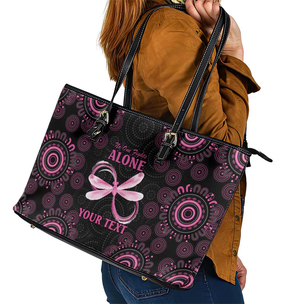 Personalized Pink Dragonfly Aboriginal of Hope Leather Tote Bag Australia’s Breast Cancer Awareness - Aussie Hoodie