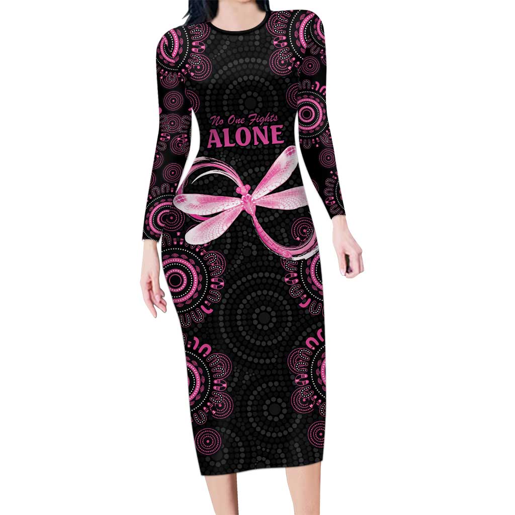 Personalized Pink Dragonfly Aboriginal of Hope Long Sleeve Bodycon Dress Australia’s Breast Cancer Awareness - Aussie Hoodie