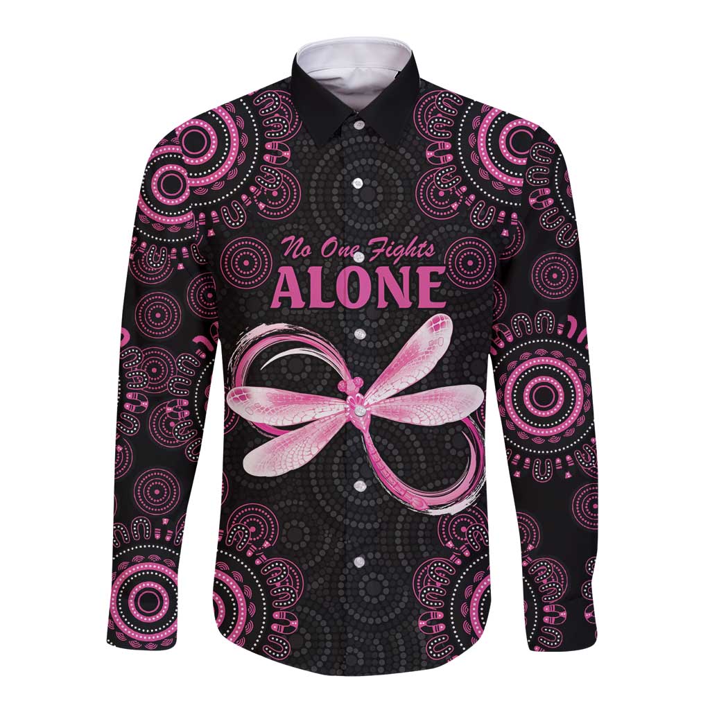 Personalized Pink Dragonfly Aboriginal of Hope Long Sleeve Button Shirt Australia’s Breast Cancer Awareness - Aussie Hoodie