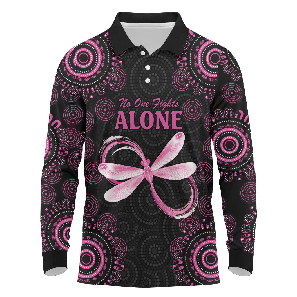 Personalized Pink Dragonfly Aboriginal of Hope Long Sleeve Polo Shirt Australia’s Breast Cancer Awareness - Aussie Hoodie