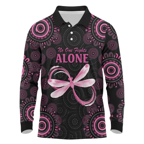 Personalized Pink Dragonfly Aboriginal of Hope Long Sleeve Polo Shirt Australia’s Breast Cancer Awareness - Aussie Hoodie