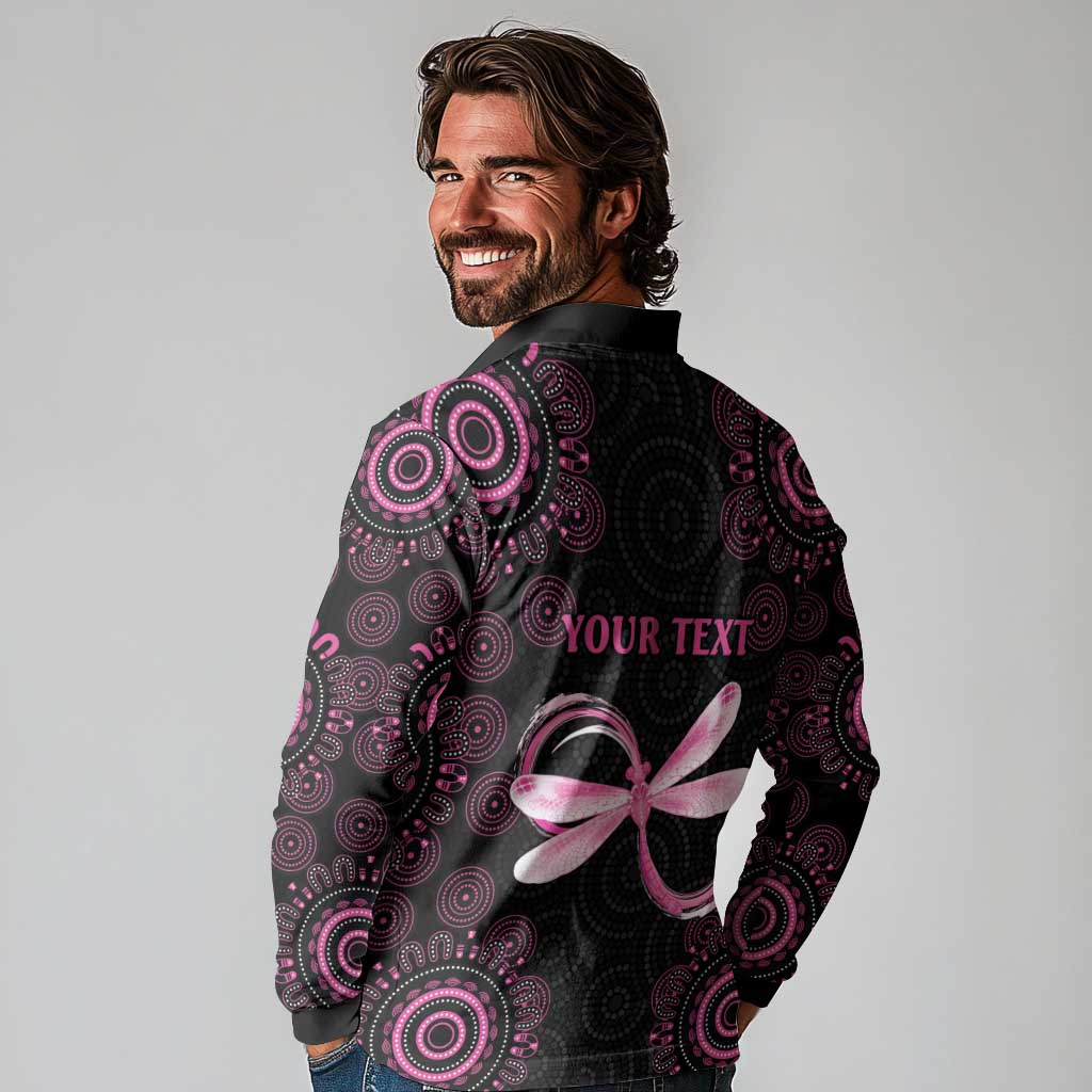 Personalized Pink Dragonfly Aboriginal of Hope Long Sleeve Polo Shirt Australia’s Breast Cancer Awareness - Aussie Hoodie