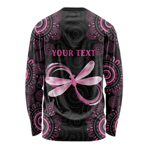 Personalized Pink Dragonfly Aboriginal of Hope Long Sleeve Shirt Australia’s Breast Cancer Awareness - Aussie Hoodie