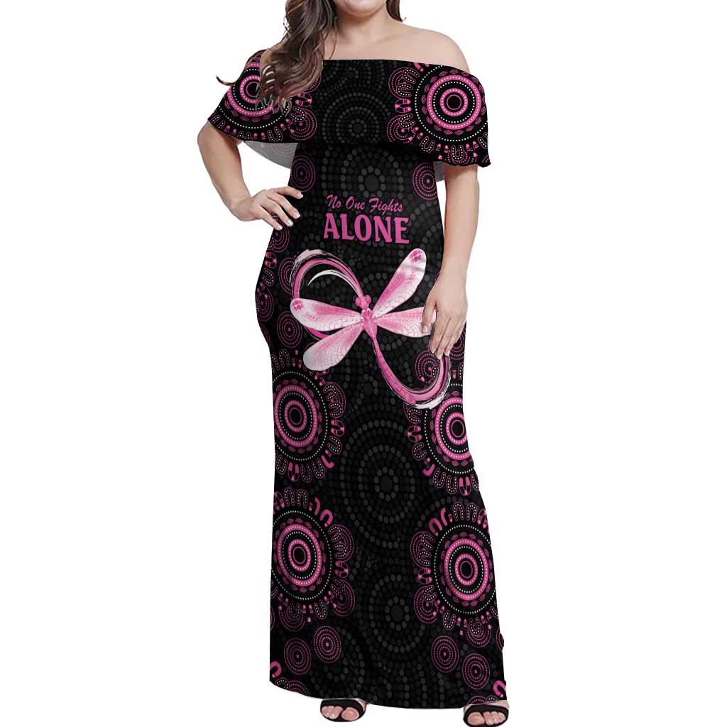 Personalized Pink Dragonfly Aboriginal of Hope Off Shoulder Maxi Dress Australia’s Breast Cancer Awareness - Aussie Hoodie