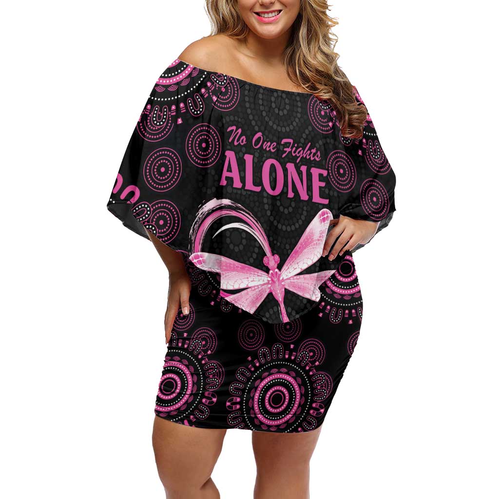 Personalized Pink Dragonfly Aboriginal of Hope Off Shoulder Short Dress Australia’s Breast Cancer Awareness - Aussie Hoodie