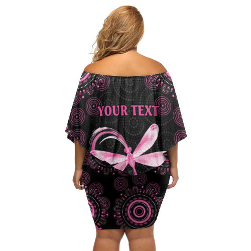 Personalized Pink Dragonfly Aboriginal of Hope Off Shoulder Short Dress Australia’s Breast Cancer Awareness - Aussie Hoodie