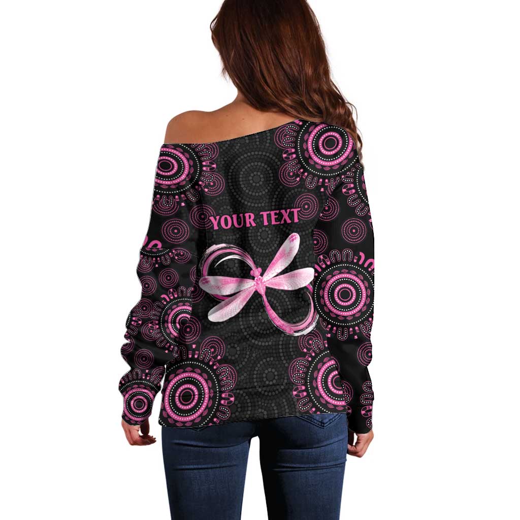 Personalized Pink Dragonfly Aboriginal of Hope Off Shoulder Sweater Australia’s Breast Cancer Awareness - Aussie Hoodie