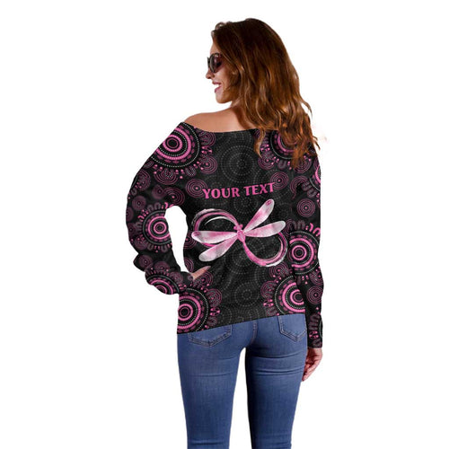 Personalized Pink Dragonfly Aboriginal of Hope Off Shoulder Sweater Australia’s Breast Cancer Awareness - Aussie Hoodie