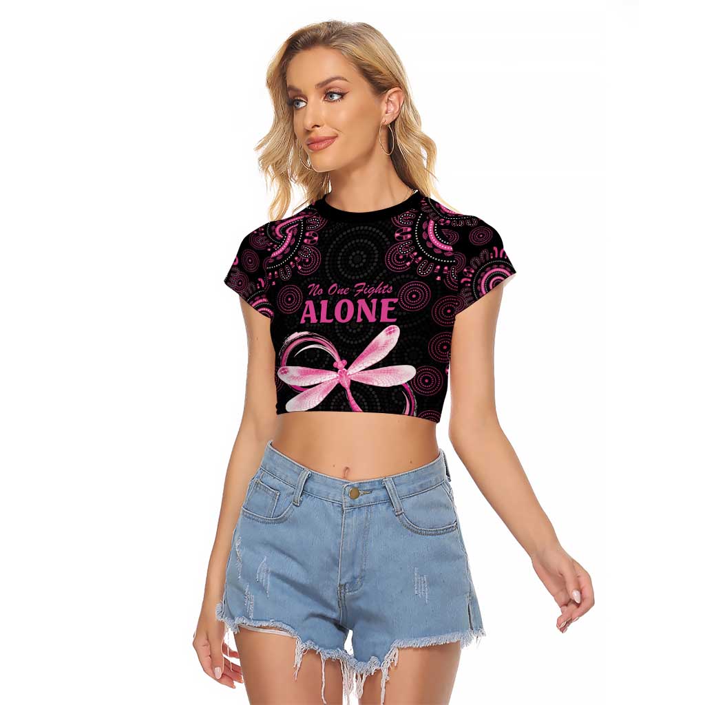 Personalized Pink Dragonfly Aboriginal of Hope Raglan Cropped T Shirt Australia’s Breast Cancer Awareness - Aussie Hoodie