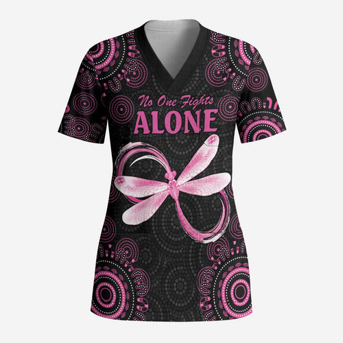 Personalized Pink Dragonfly Aboriginal of Hope Scrub Top Australia’s Breast Cancer Awareness - Aussie Hoodie