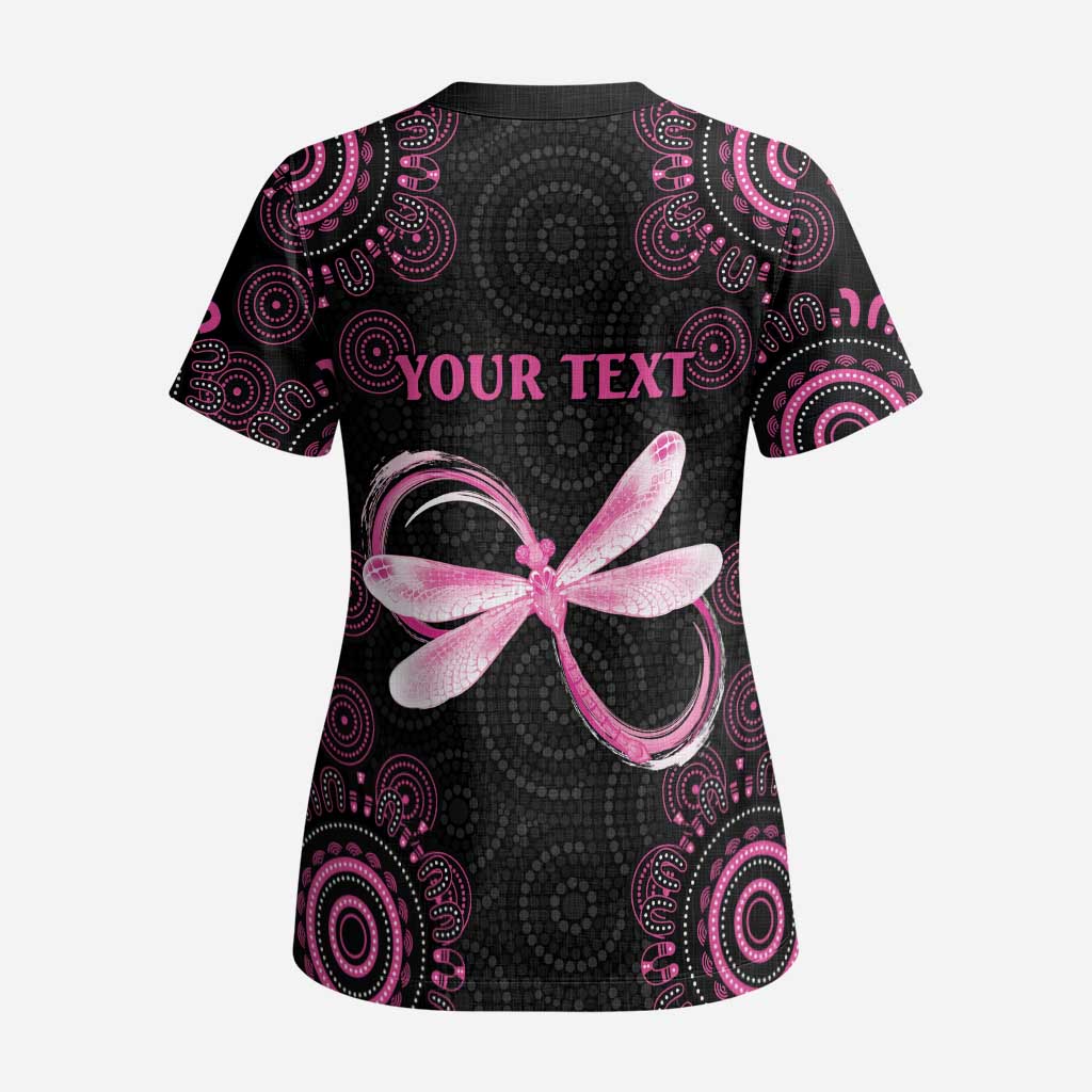 Personalized Pink Dragonfly Aboriginal of Hope Scrub Top Australia’s Breast Cancer Awareness - Aussie Hoodie
