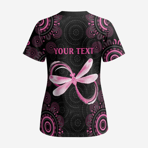 Personalized Pink Dragonfly Aboriginal of Hope Scrub Top Australia’s Breast Cancer Awareness - Aussie Hoodie