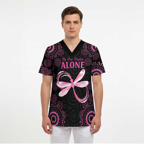Personalized Pink Dragonfly Aboriginal of Hope Scrub Top Australia’s Breast Cancer Awareness - Aussie Hoodie