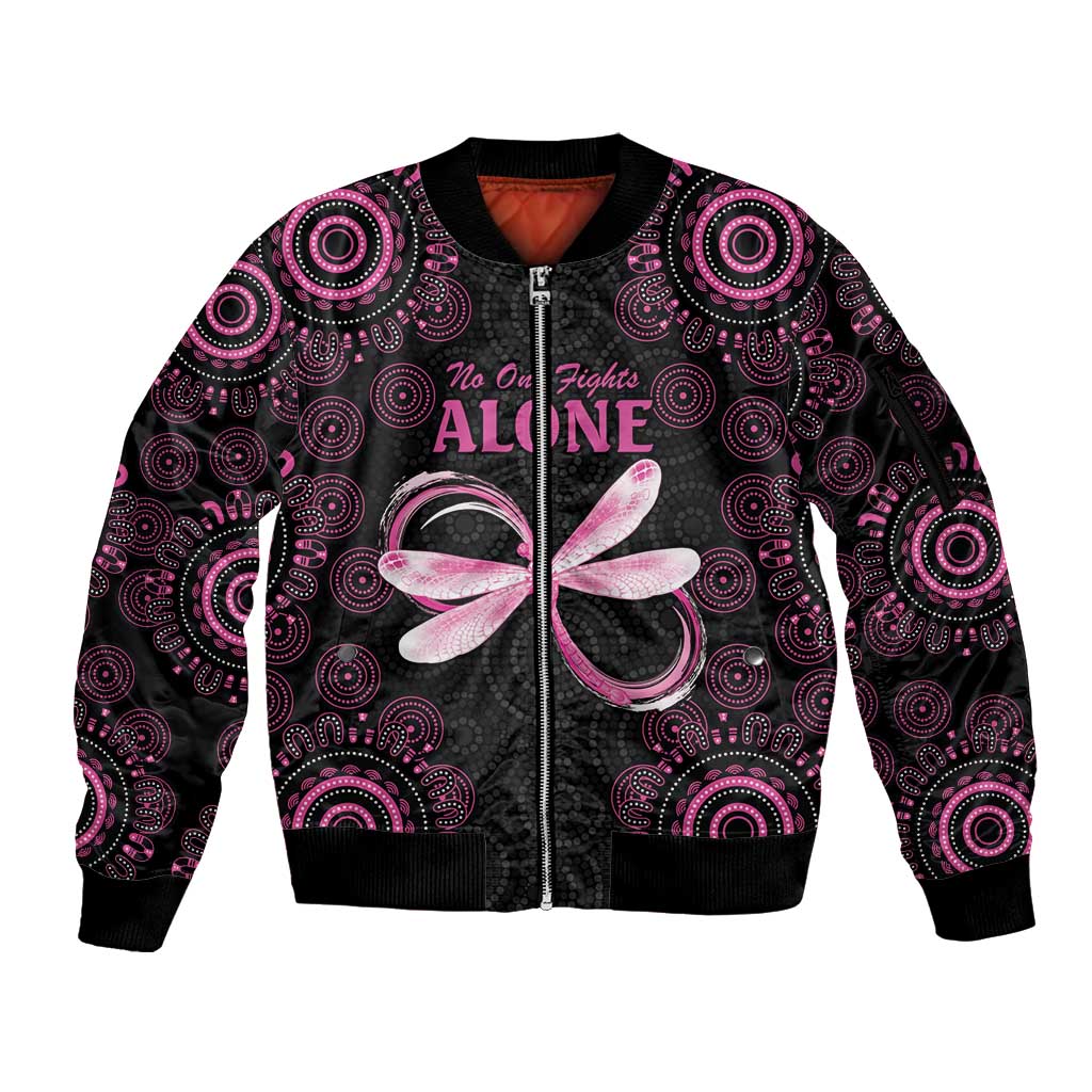 Personalized Pink Dragonfly Aboriginal of Hope Sleeve Zip Bomber Jacket Australia’s Breast Cancer Awareness - Aussie Hoodie