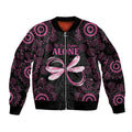 Personalized Pink Dragonfly Aboriginal of Hope Sleeve Zip Bomber Jacket Australia’s Breast Cancer Awareness - Aussie Hoodie