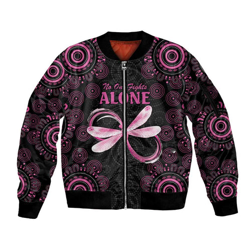 Personalized Pink Dragonfly Aboriginal of Hope Sleeve Zip Bomber Jacket Australia’s Breast Cancer Awareness - Aussie Hoodie