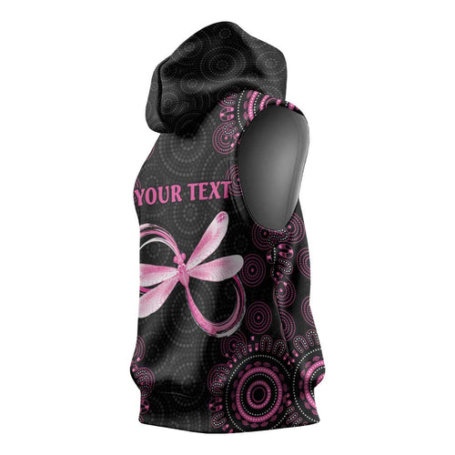 Personalized Pink Dragonfly Aboriginal of Hope Sleeveless Hoodie Australia’s Breast Cancer Awareness - Aussie Hoodie