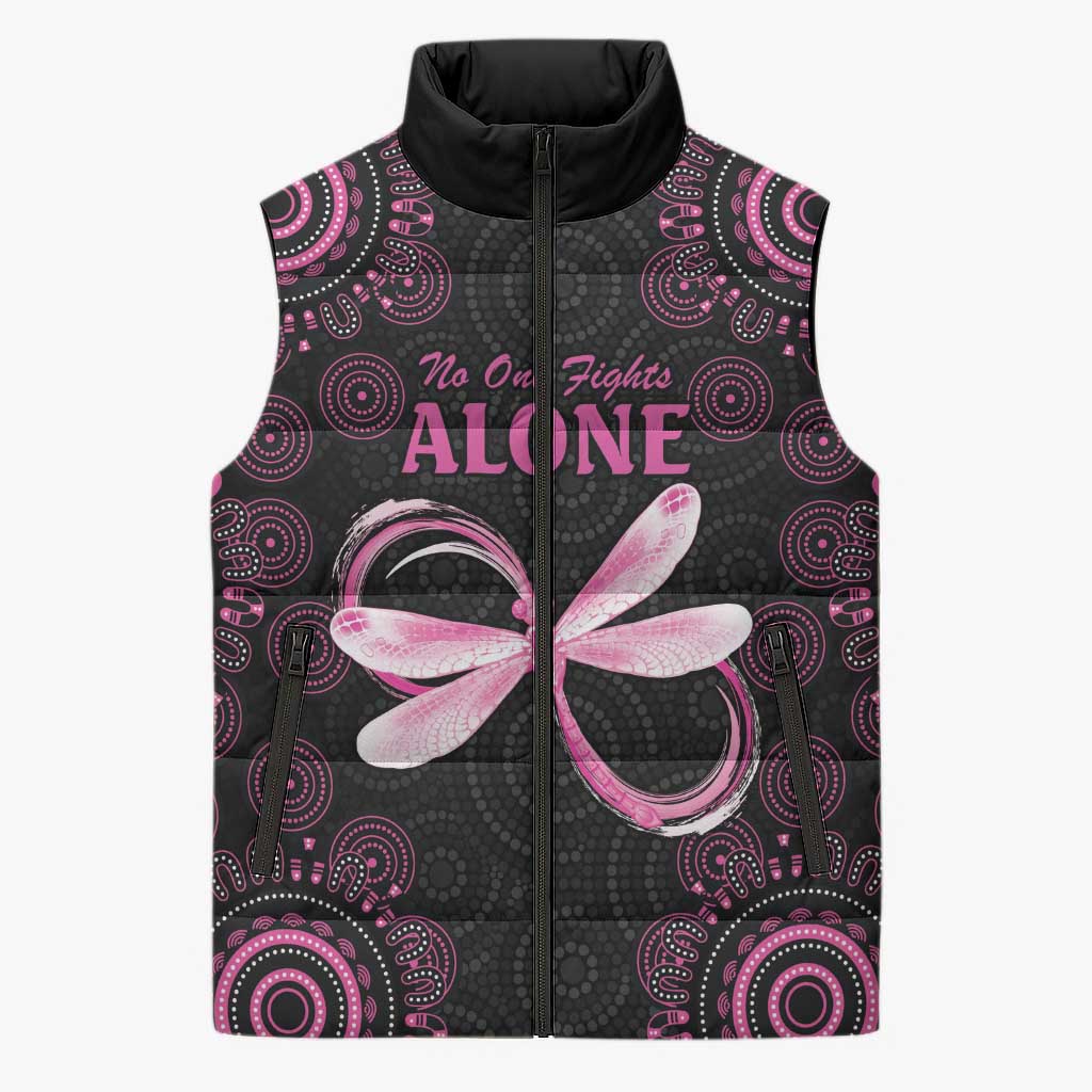 Personalized Pink Dragonfly Aboriginal of Hope Sleeveless Puffer Jacket Australia’s Breast Cancer Awareness - Aussie Hoodie